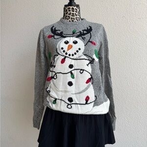 Threadbare Grey and white snowman Christmas thick sweater